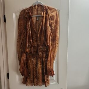 Chic Long Sleeve Brown Dress